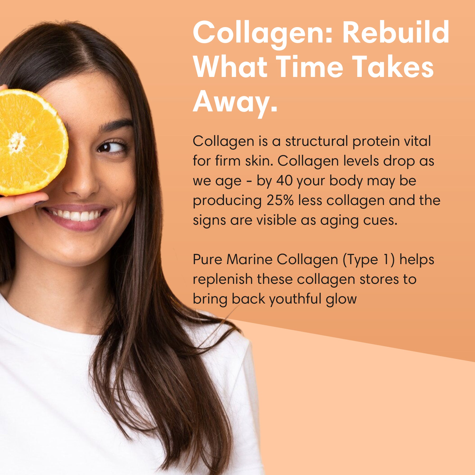 Hydrolyzed Marine Collagen Powder – Orange Flavour | 30 Servings