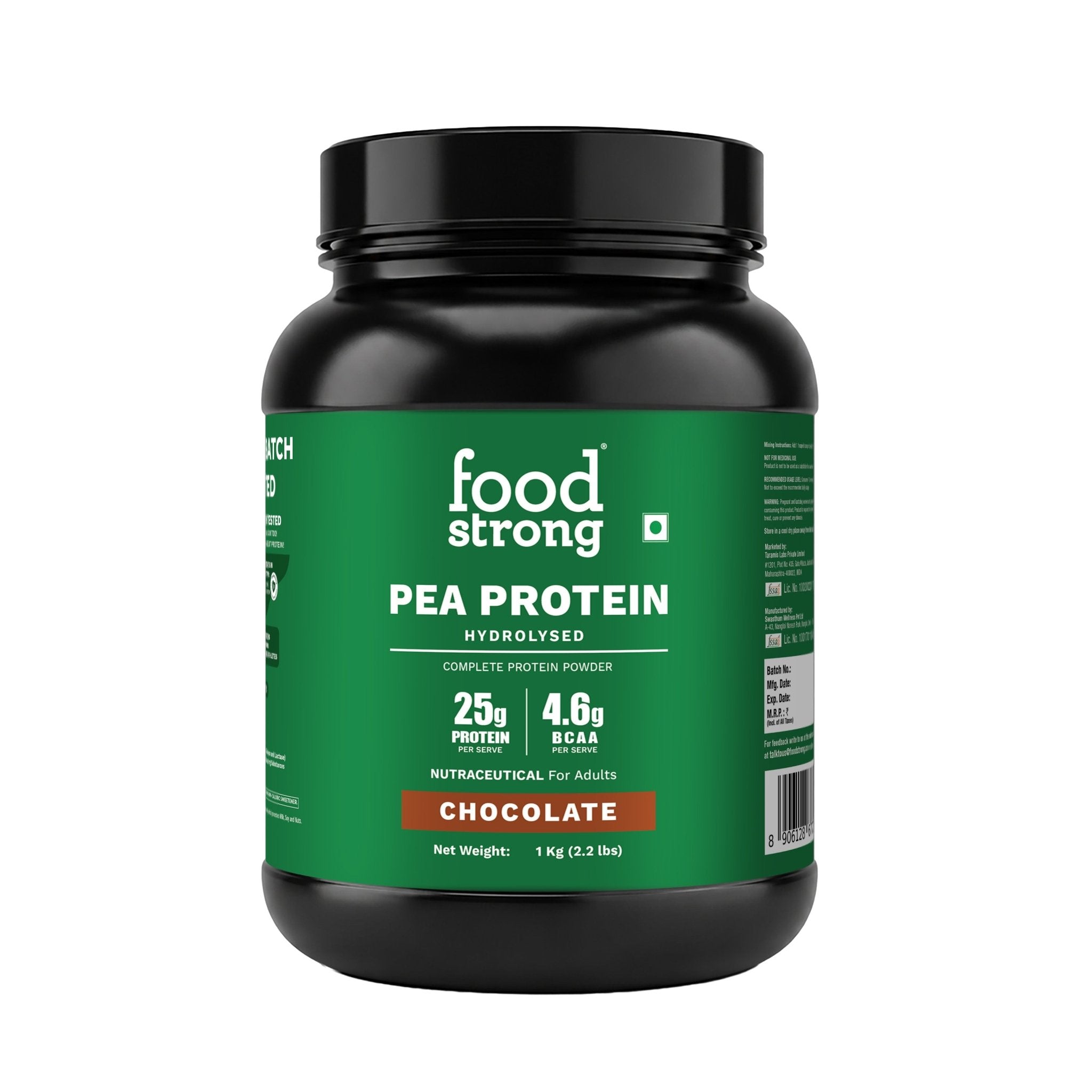 Foodstrong Hydrolysed Pea Protein Powder | 25g Protein | Chocolate | 1 Kg
